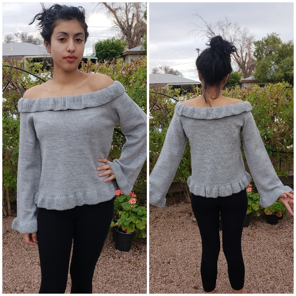 Off The Shoulder Ruffled Knit Top